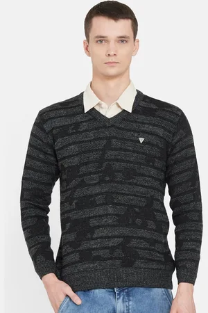 Duke Men Black Stripes Full Sleeves Pullover