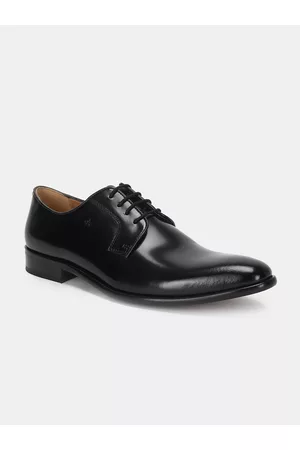 Arrow Men Black Solid Leather Formal Derbys