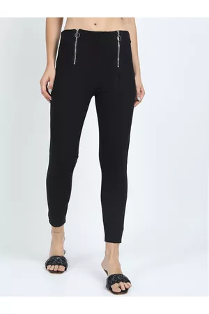 Tokyo Talkies Women Black Skinny Fit Low-Rise Trousers