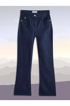 Ralph Lauren Girls Navy Blue Bootcut Mid-Rise Clean Look Stretchable Jeans