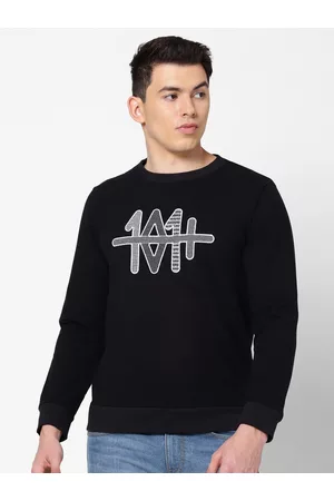 Lee Men Black Printed Detachable Hood Cotton Sweatshirt