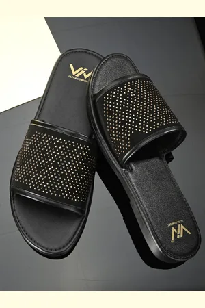 Viv Men Black & Gold-Toned Sliders
