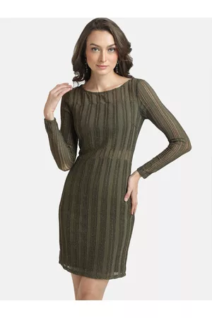 Kazo Green Striped Bodycon Mini Dress