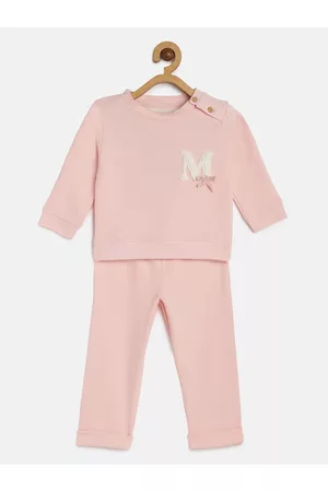METRO KIDS COMPANY Girls Pink Organic Cotton Self Design T-shirt with Pyjamas