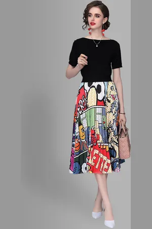 JC Collection Women Black & Blue Printed Co-ords Set