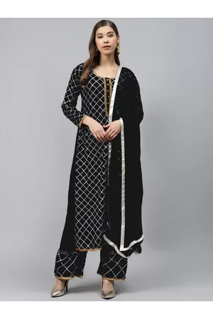 Chhabra 555 Women Black Printed Kurta Pallazo & Dupatta