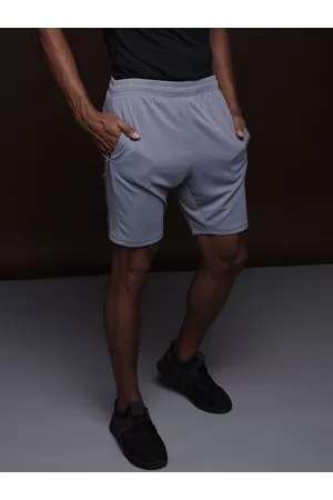 Campus Men Grey Solid Above Knee Running Shorts