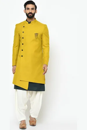 KISAH Men Solid Indowestern Sherwani Set