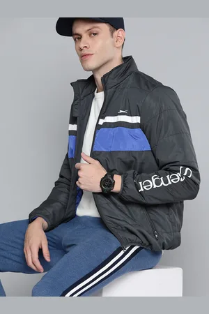 Slazenger Men Navy Blue Solid Sporty Jacket