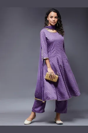 Azira Women Purple Printed Kurta with Trousers & Dupatta