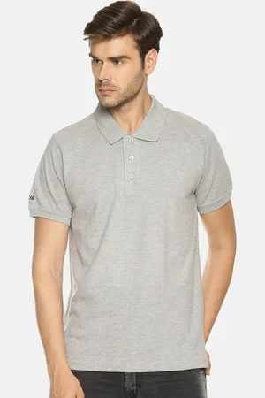 OBOW Men Grey Solid Polo Collar Pure Cotton T-shirt