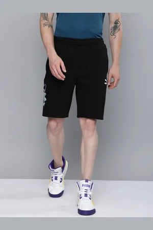PUMA Men Black Solid Panel Knitted Sweat Shorts