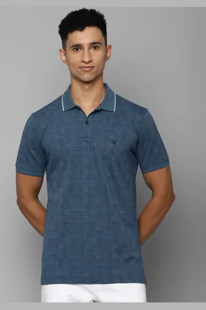 Allen Solly Men Blue Printed Cotton Polo Collar T-shirt