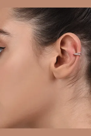 Ami Rose Gold Cubic Zirconia Contemporary Hoop Earrings