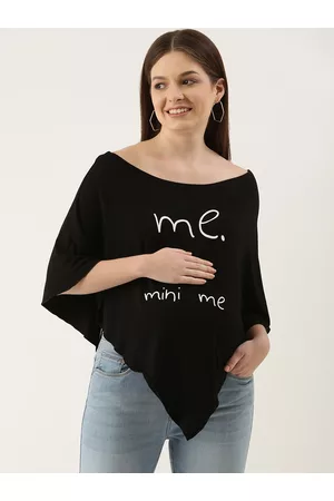 Blush Women Black & White Printed Maternity Cape Top