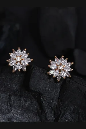 justpeachy Gold-Plated Cubic Zirconia Floral Studs