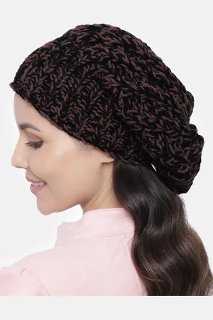 Magic Needles Women Black & Brown Handmade Shroom Beanie