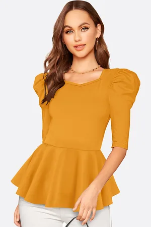 LONDON BELLY Women Yellow Peplum Top
