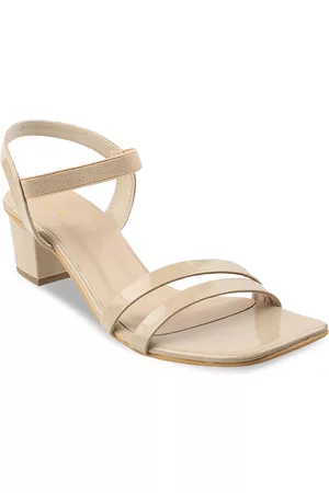 Metro Beige Embellished Block Sandals