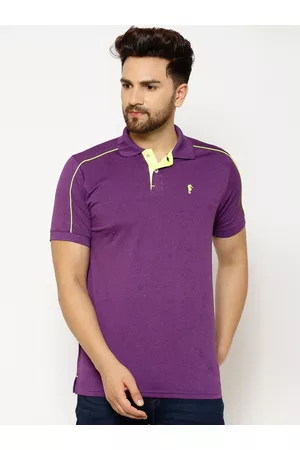 EPPE Men Purple Solid Polo Collar T-shirt