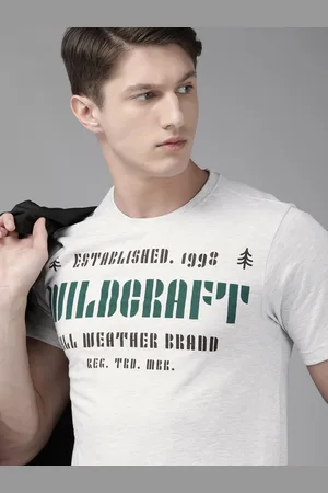 Wildcraft Men Grey Printed Off Active Crew 20 Pure Cotton Round Neck T-shirt