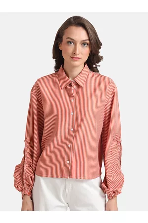 Kazo Women Slim Fit Striped Casual Shirt