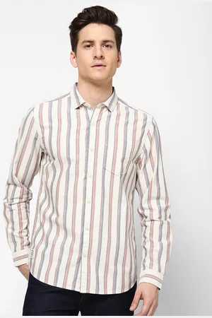 Wrangler Men White Striped Casual Shirt