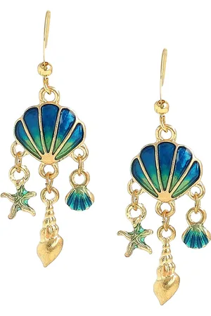 EL REGALO Blue & Gold-Plated Star Shaped Drop Earrings