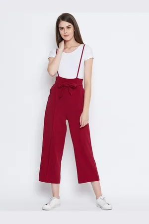 Zastraa Women Maroon Solid Dungaree
