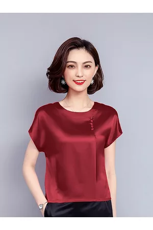 JC Collection Women Maroon Extended Sleeves Polyester Casual Top