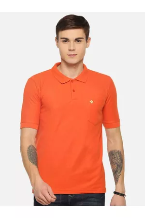 dollar Men Orange Polo Collar T-shirt