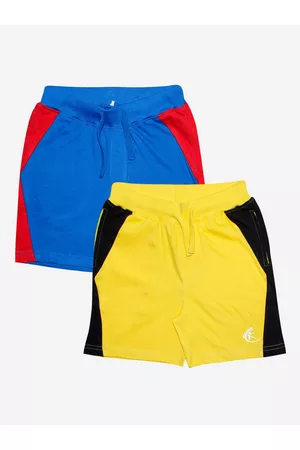 KiddoPanti Set Of 2 Boys Yellow & Blue Shorts