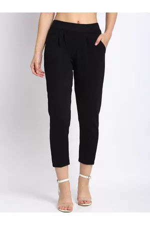 NEUDIS Women Black Regular Fit Solid Regular Trousers