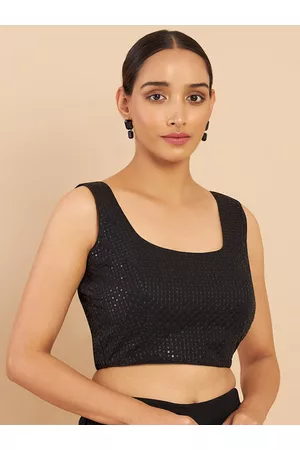 Soch Women Black Sequins Embroidered Saree Blouse