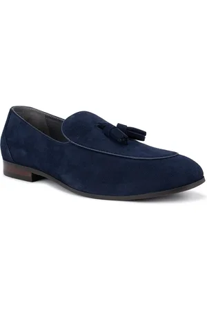ROSSO BRUNELLO Men Blue Suede Loafers