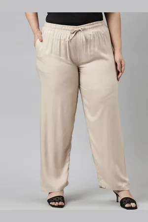 Buy Go Colors Women Beige Solid Regular Fit Parallel Trousers - Trousers  for Women 10902322 | Myntra