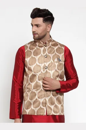 Jompers Men Beige & Off White Printed Waistcoat