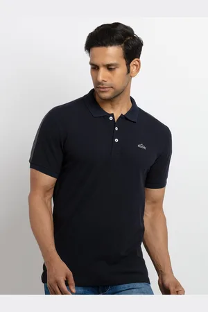 Status Quo Men Navy Blue Polo Collar T-shirt