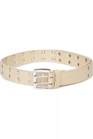 Berrylush Women Beige Embellished Slim Belt