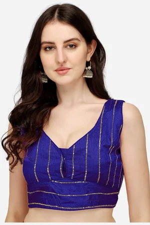 PUJIA MILLS Women Blue Sequinned Saree Blouse