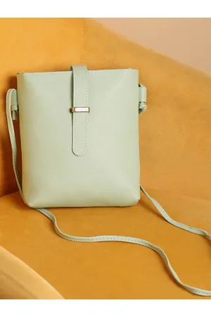 Campus Sutra Women Green Structured Vegan Leather Sling Bag