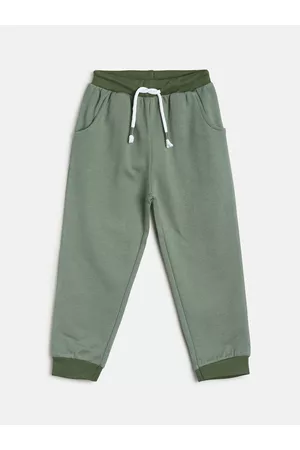 MINI KLUB Infant Boys Olive Green Solid Pure Cotton Joggers