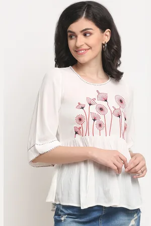 La Zoire Women White Floral Embroidered Top