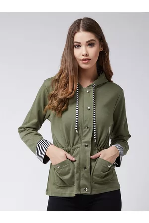 Miss Chase Women Olive Green Solid Tailored Jacket