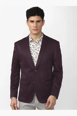 V Dot Men Brown Solid Slim-Fit Single Breasted Blazer