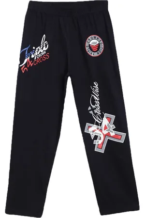 Sweet Angel Boys Black Printed Cotton Track Pant
