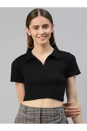Aahwan Black Ribbed Crop Top