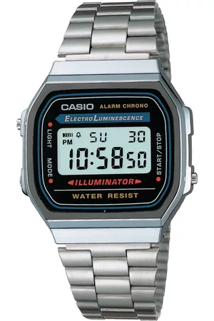 Casio Vintage A168WA-1WDF Black Digital Dial Silver Stainless Steel Band D131