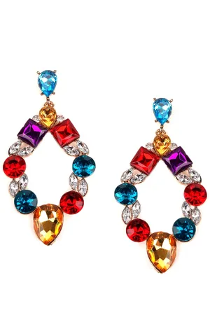 Alberre Odette Multicoloured Diamond Shaped Metal Drop Earrings