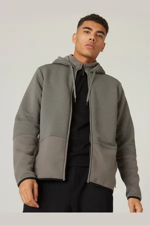 DECATHLON Men Grey Insulator High Collar Fleecy Zipped Fitness Training Hoodie